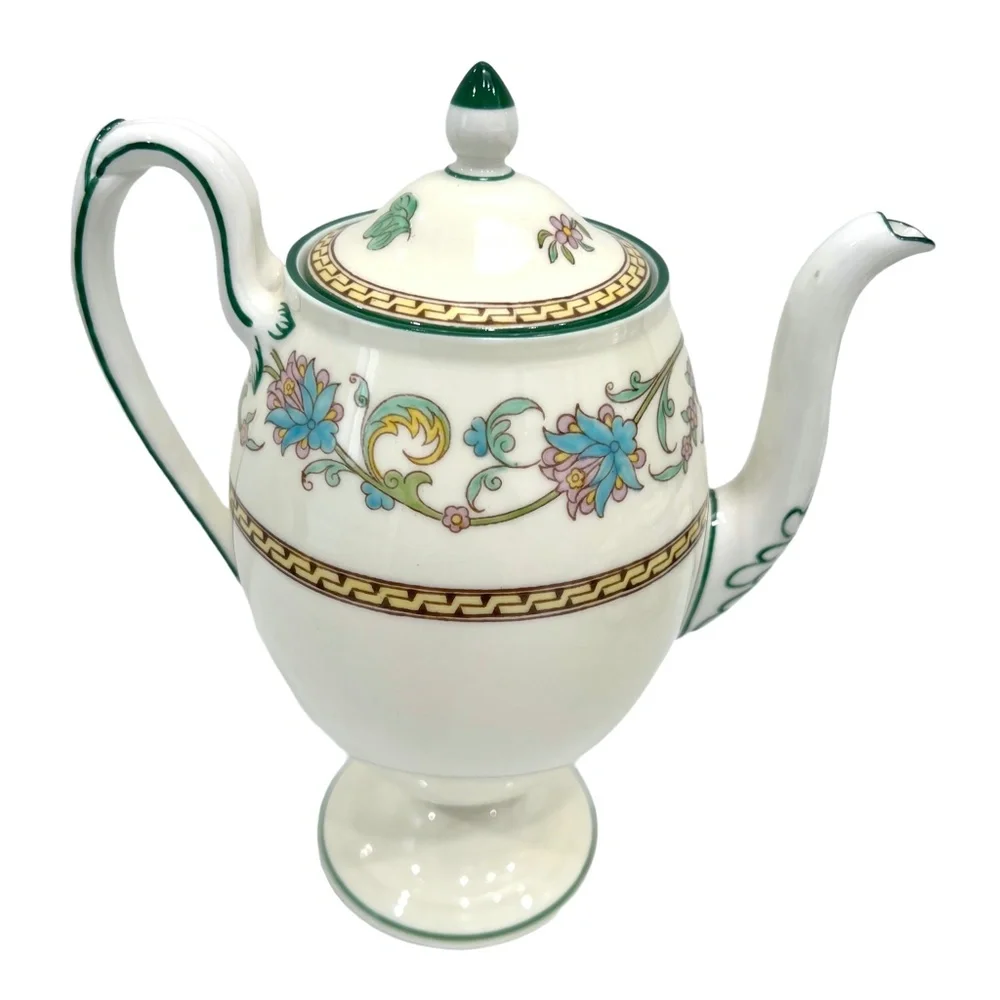 WEDGWOOD SHAH BONE CHINA: CUPS & SAUCERS, TRAY, COFFEE POT, SUGAR BOWL & CREAMER